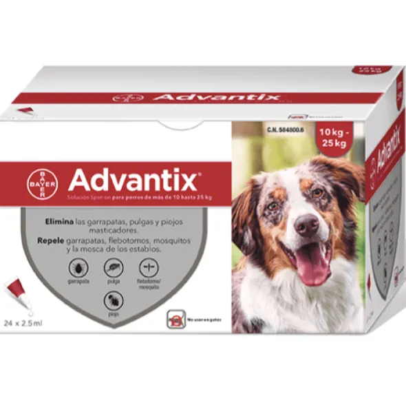 Advantix perros pipetas antiparasitarias 10-25 kg