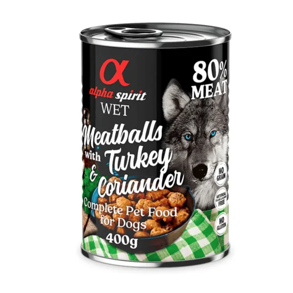 Alpha Spirit Albóndigas PAVO y Cilantro perros 6×400 g