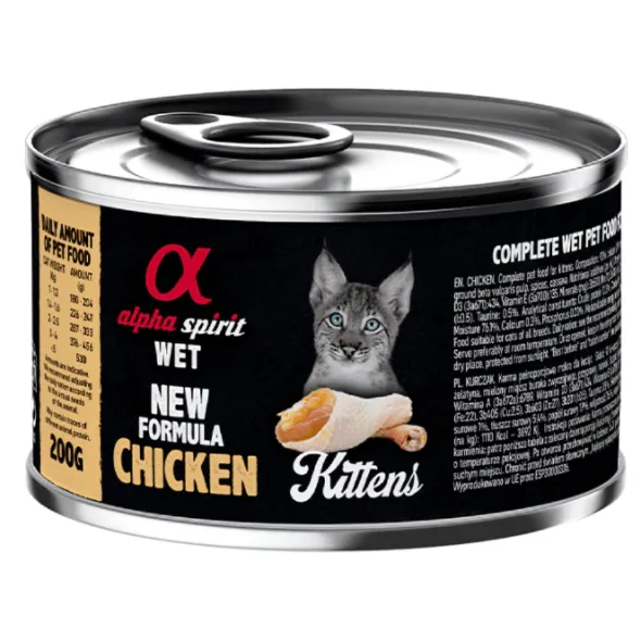 Alpha Spirit kitten POLLO lata gatitos 6×200 g