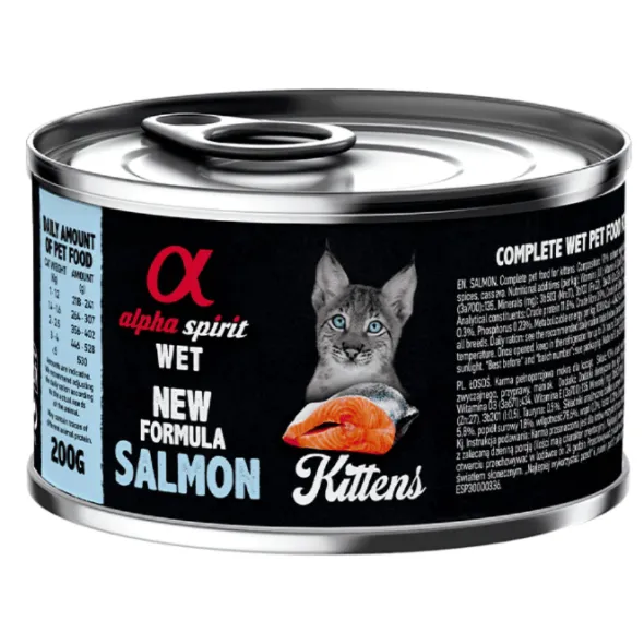 Alpha Spirit kitten SALMÓN lata gatitos 6×200 g