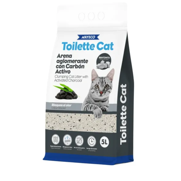 Arena aglomerante Bentonita Carbón Toilette Cat