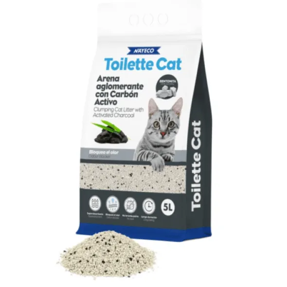 Arena aglomerante Bentonita Carbón Toilette Cat
