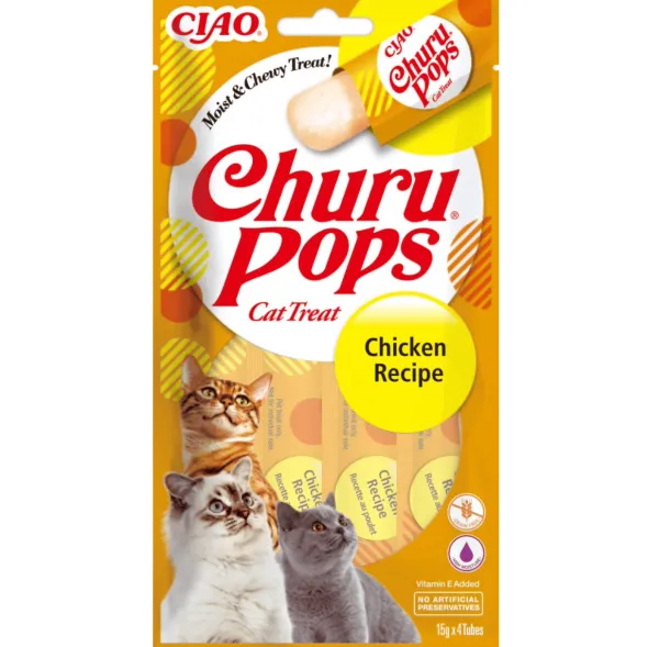 Churu cat POPS pollo snacks en barritas gatos 12x(4×15) g