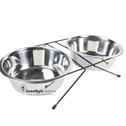 Comedero acero Inoxidable con Soporte 2 unidades perros gatos