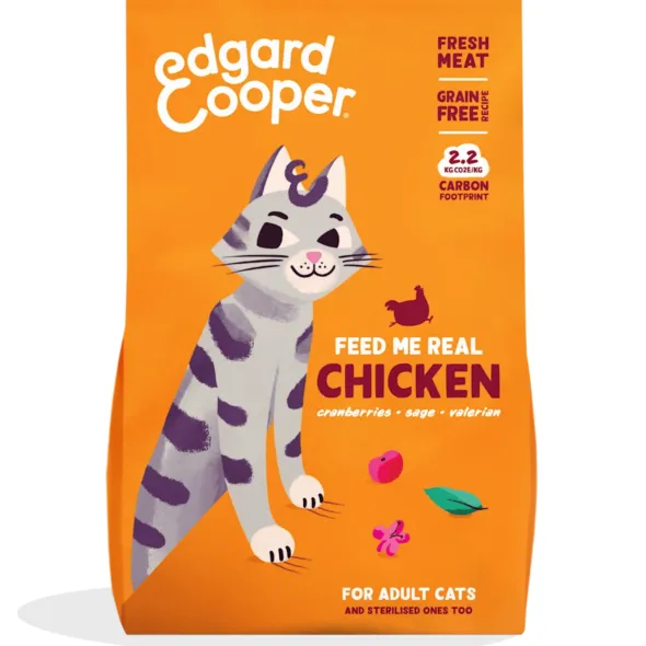Edgard Cooper gato Pollo sin cereales pienso gatos adultos y esterilizados