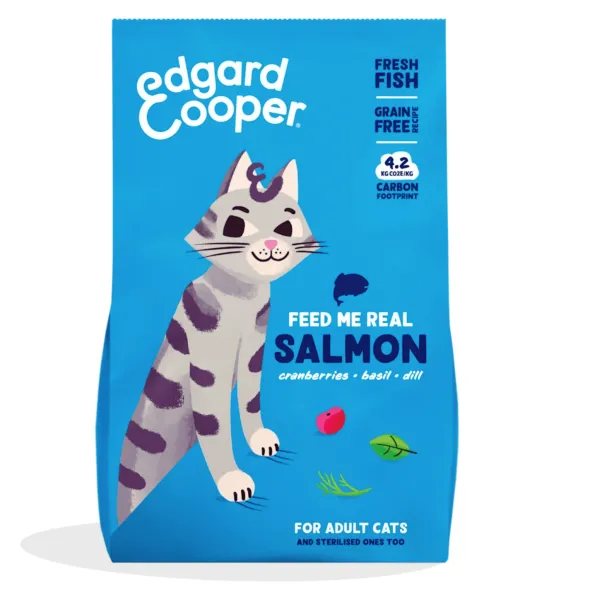 Edgard Cooper gato Salmón sin cereales pienso gatos adultos y esterilizados