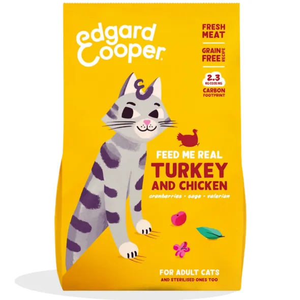 Edgard Cooper gatos Pavo Pollo sin cereales pienso gatos adultos y esterilizados