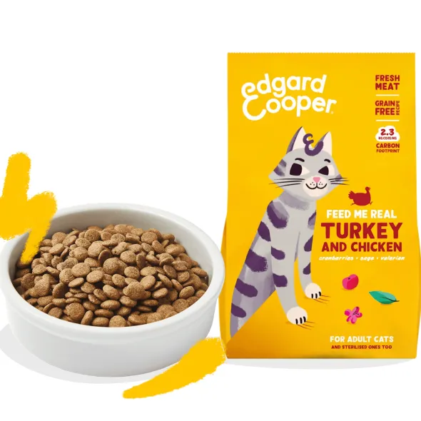 Edgard Cooper gatos Pavo Pollo sin cereales pienso gatos adultos y esterilizados