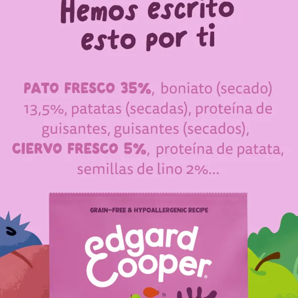 Edgard Cooper Venado y Pato de Corral Perro Adulto Pienso Natural Sin Cereales