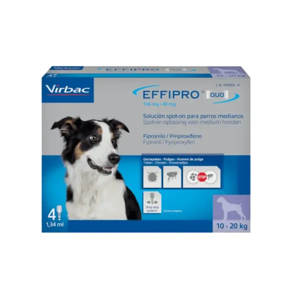 Effipro Duo perros medianos 10-20 kg 4 pipetas