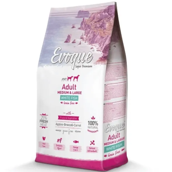 Evoque dog pescado blanco pienso sin cereales para perros adultos medianos grandes