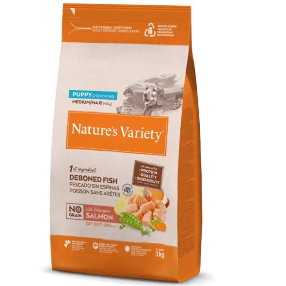 Nature´s Variety no grain salmón med/maxi puppy