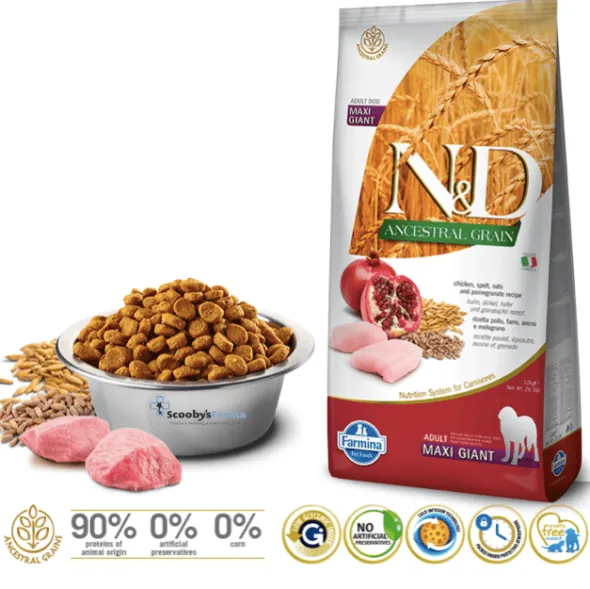 ND Ancestral Gigante Pollo Granada perros adultos 12 kg
