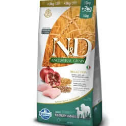ND Ancestral SELECTION MediumMaxi Pollo Granada perros medianos y grandes 12+3 kg