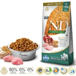 ND Ancestral SELECTION MediumMaxi Pollo Granada perros medianos y grandes 12+3 kg