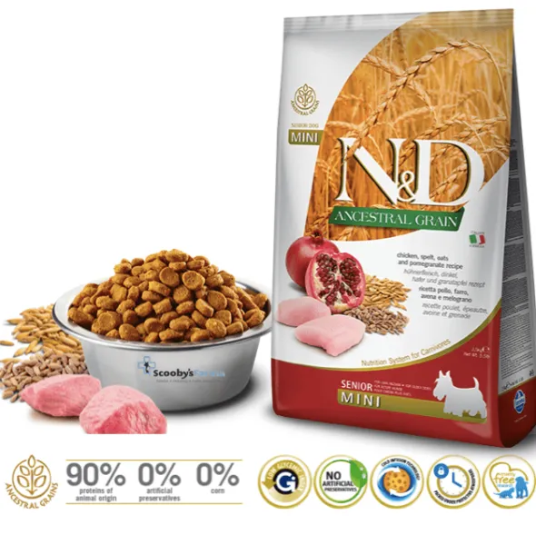 ND Ancestral SENIOR Mini Pollo Granada perros mini adultos 2,5 kg