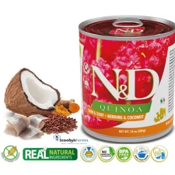 ND dog quinoa lata Arenque skin coat perros 6×285 g