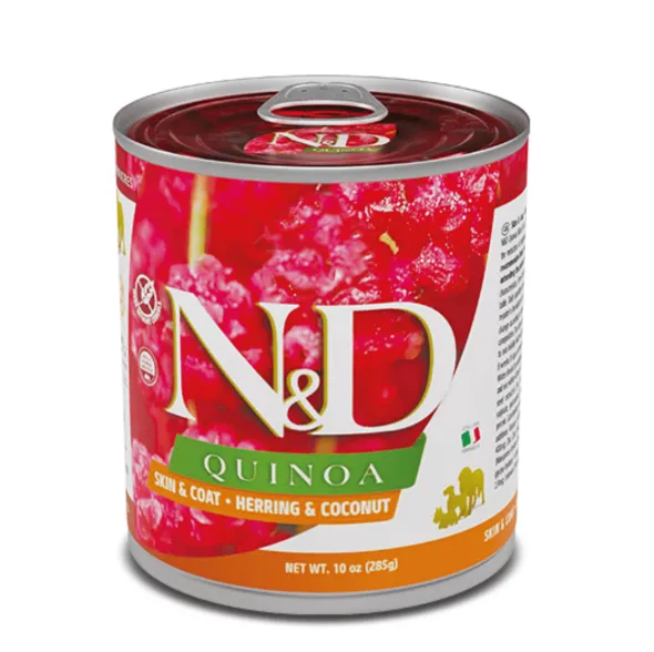 ND dog quinoa lata Arenque skin coat perros 6×285 g