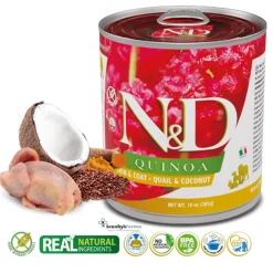 ND dog quinoa lata CODORNIZ skin coat perros 6×285 g