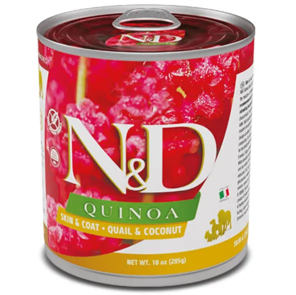 ND dog quinoa lata CODORNIZ skin coat perros 6×285 g