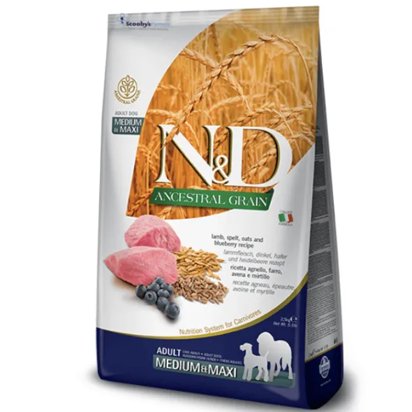 ND MediumMaxi Ancestral Cordero Arándano perros adultos razas medianas grandes
