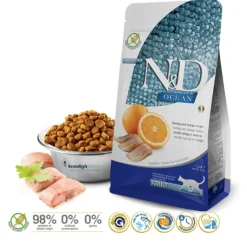 ND Ocean arenque naranja gatos adultos