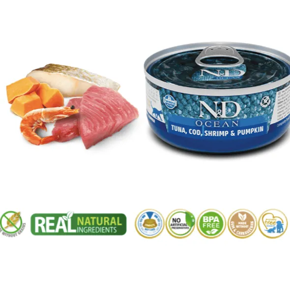 ND Ocean atún bacalao gambas calabaza gatos adultos