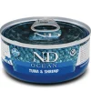 ND Ocean atún gambas gatos adultos 24×70 g
