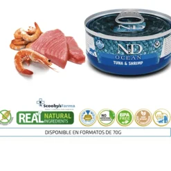 ND Ocean atún gambas gatos adultos 24×70 g