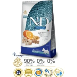 ND Ocean bacalao Espelta Avena Naranja perros adultos mini 2,5 kg