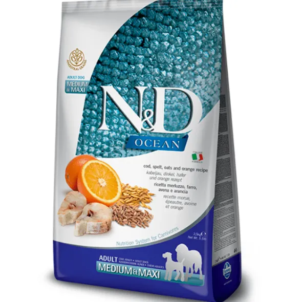 ND Ocean dog bacalao Espelta Avena Naranja perros adultos medium maxi