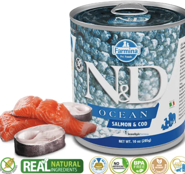 ND Ocean Salmón Bacalao lata 6×285 g perros adultos