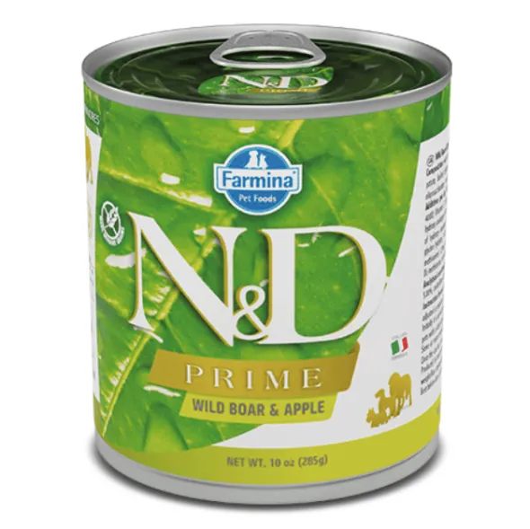 ND Prime dog lata Jabalí Manzana SIN CEREALES perros adultos 6×285 g