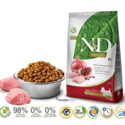 ND Prime dog mini pollo granada SIN CEREALES perros adultos mini