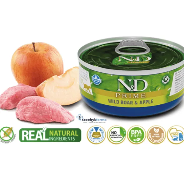 ND Prime lata Jabalí Manzana SIN CEREALES gatos adultos
