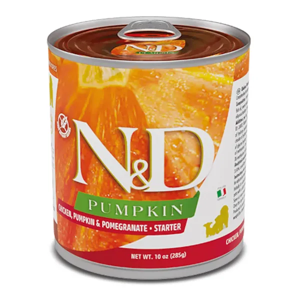 ND Pumpkin starter puppy comida húmeda pollo para cachorros 6×285 g