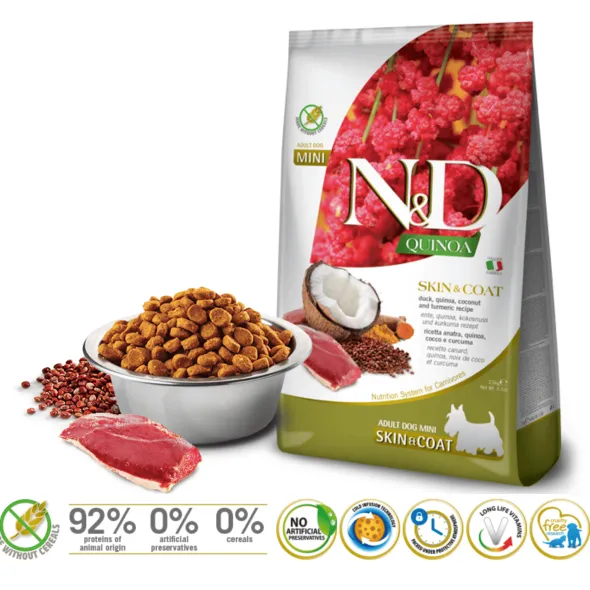 ND Quinoa dog MINI skin coat PATO pieles sensibles perros MINI 2,5kg