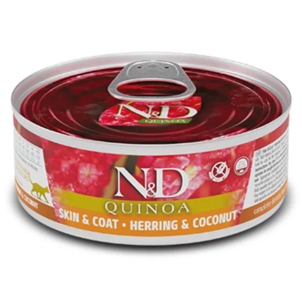ND Quinoa Skin Coat ARENQUE lata gatos piel sensible