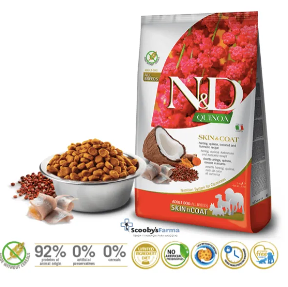 ND Quinoa skin coat Arenque pieles sensibles perros todas las razas