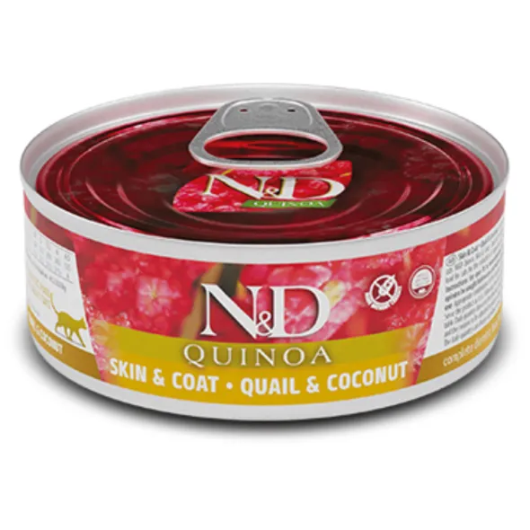 ND Quinoa Skin Coat CODORNIZ lata gatos piel sensible 24X80 g