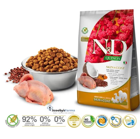 ND Quinoa skin coat CODORNIZ pieles sensibles perros todas las razas