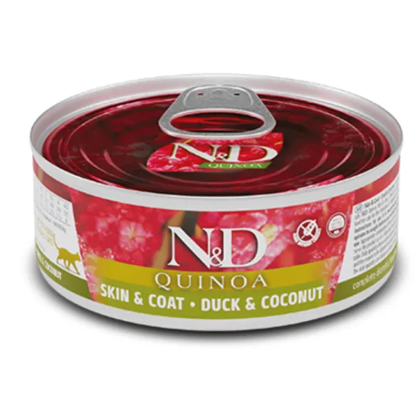 ND Quinoa Skin Coat pato lata gatos piel sensible 24×80 g