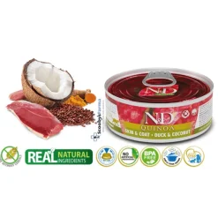 ND Quinoa Skin Coat pato lata gatos piel sensible 24×80 g