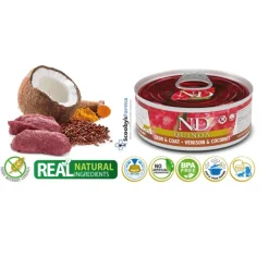 ND Quinoa Skin Coat VENADO lata gatos piel sensible 24×80 g