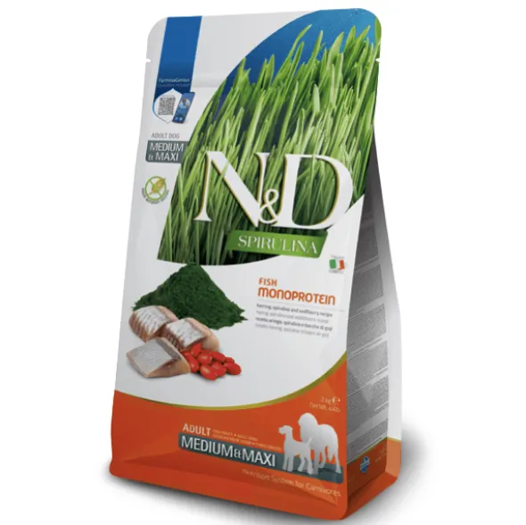 ND Spirulina Dog med-maxi Arenque perros adultos