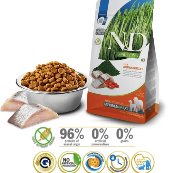 ND Spirulina Dog med-maxi Arenque perros adultos