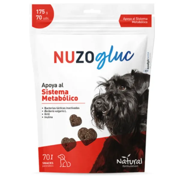 NUZOGLUC (antes Glucopet) postbiotic diabetes perros 70 snacks