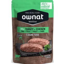 Ownat Wetline pavo pollo comida húmeda gatos adultos pouches 85 g
