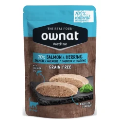 Ownat Wetline salmón arenque comida húmeda gatos adultos pouches 85 g