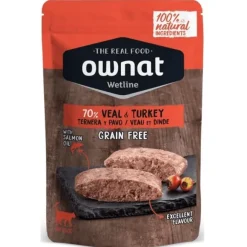 Ownat Wetline ternera pavo comida húmeda gatos adultos pouches 85 g